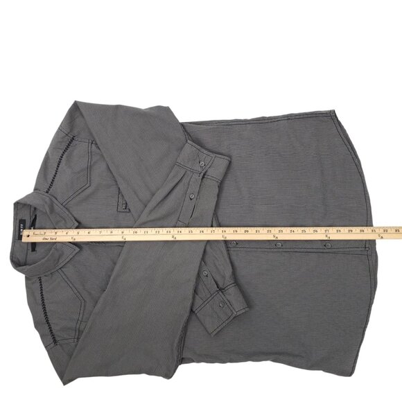 Carbon Slim Fit Button Front Shirt Mens XXL READ Tab Sleeve Snap Pockets Gray - Picture 6 of 16